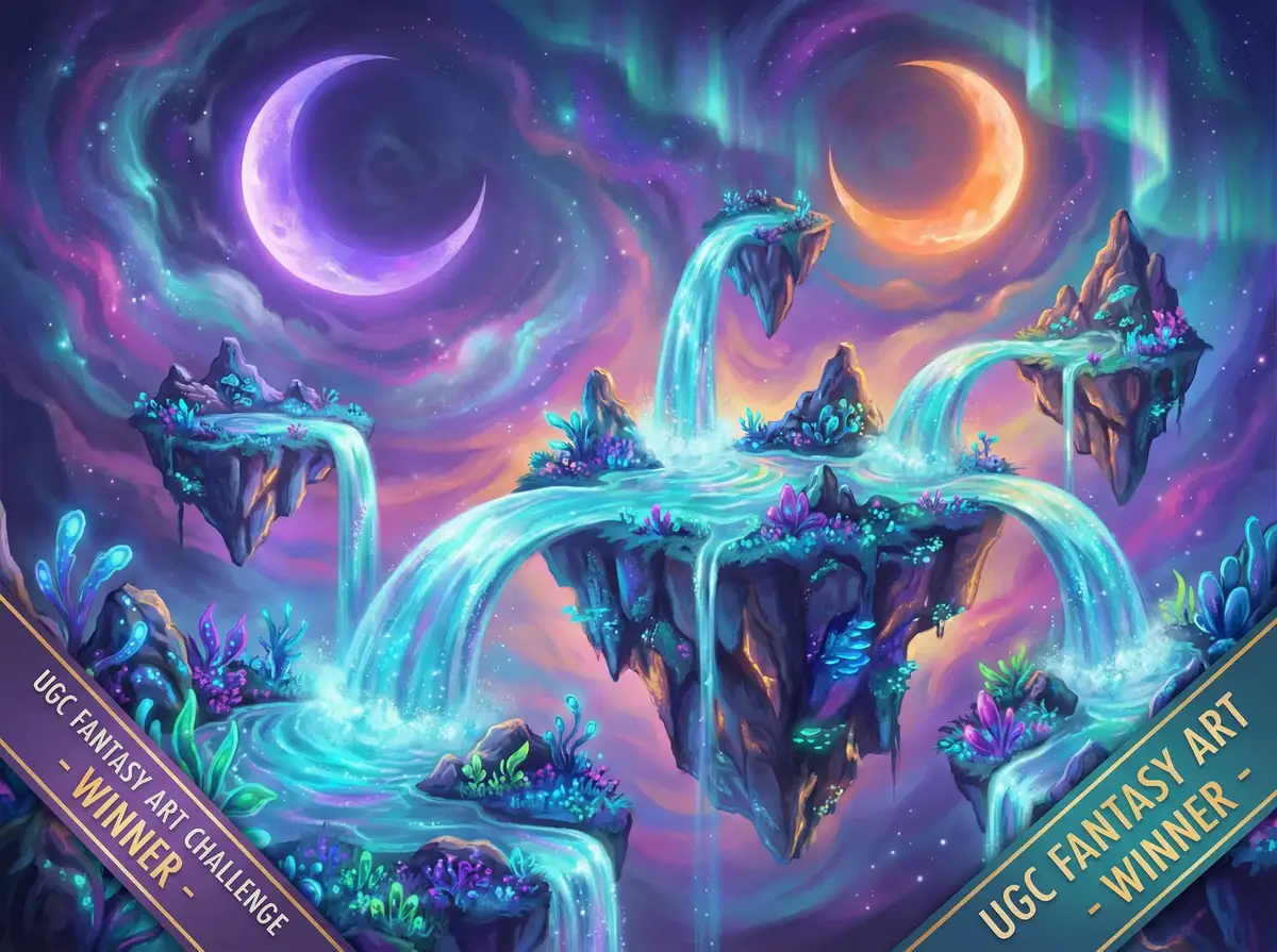 必撸大赛 参赛作品 - 浮岛幻境奇幻数字绘画